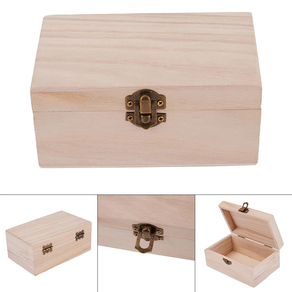 Handmade wooden hinged storage boxes for crafts, gifts, and DIY projects -3 close