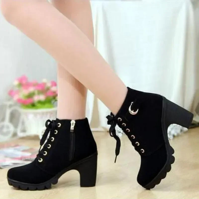 Women High Heeled Ankle Boots - 1