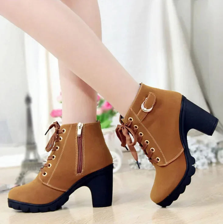 Women High Heeled Ankle Boots - 9