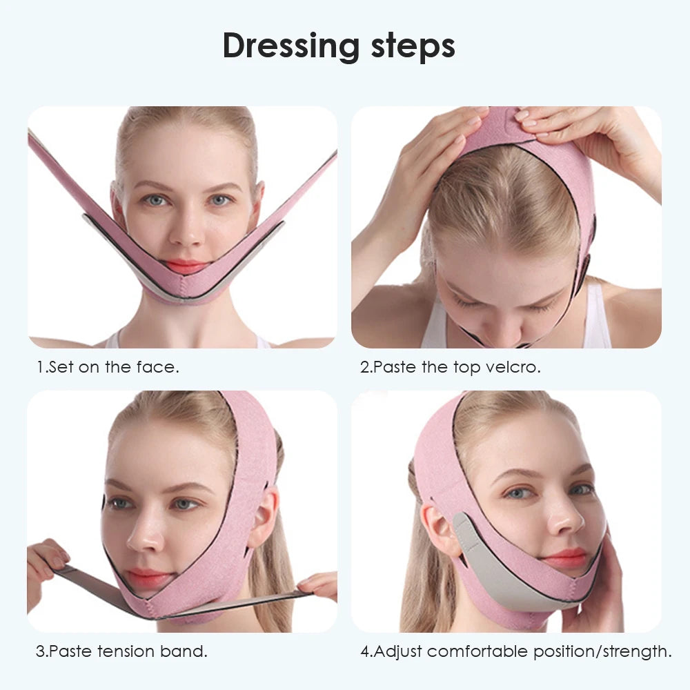 EMS Face Slimming Bandage V-Line Face Shaper -Dressing steps