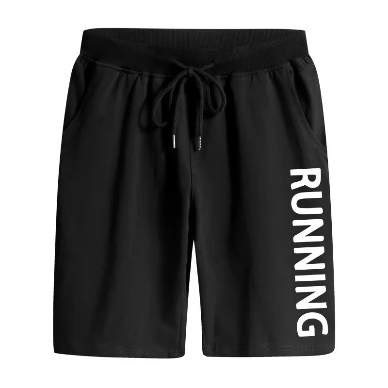Moto men’s running sports shorts, high-quality summer soft cool knee-length pants, classic male gym fitness jogging shorts black 5