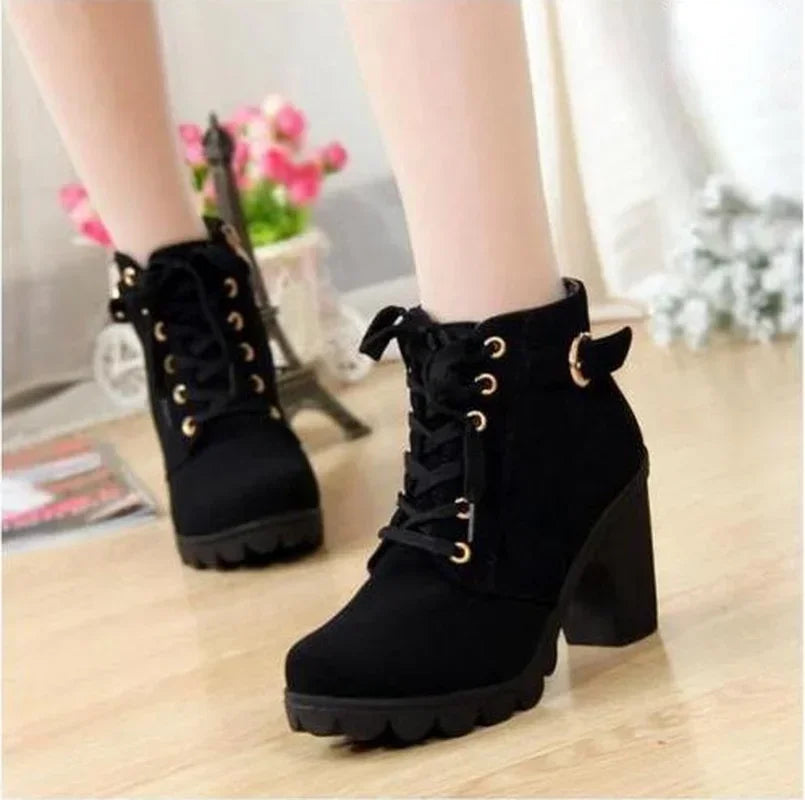 Women High Heeled Ankle Boots - 4
