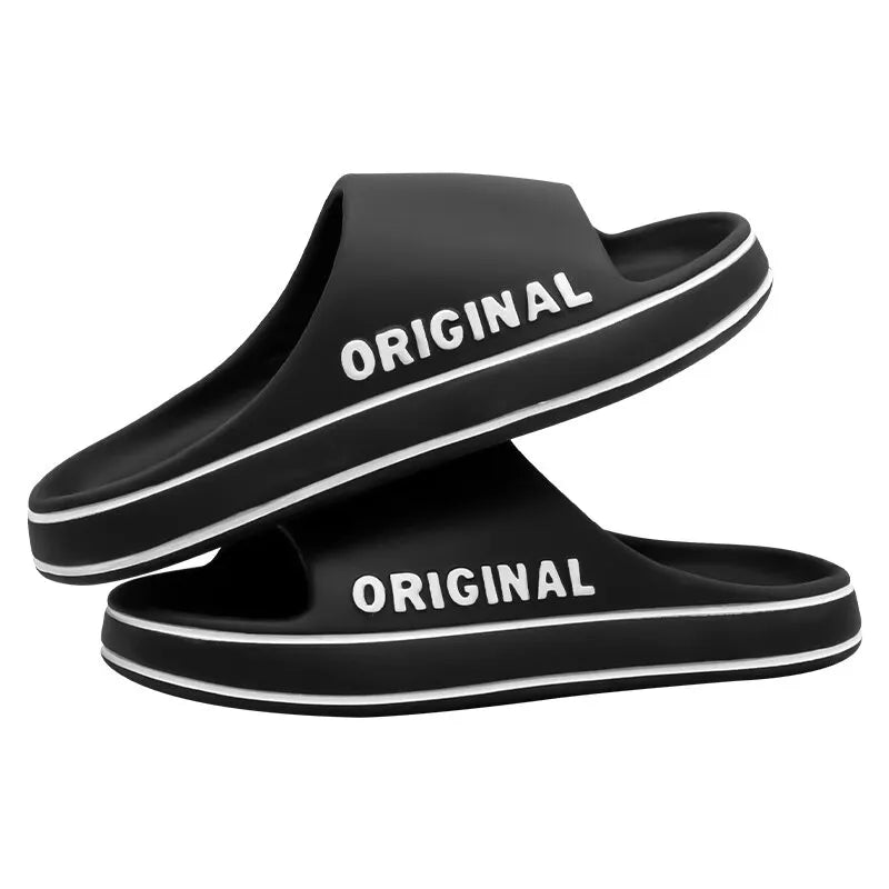 Feslishoet Summer Cool Women Men Slippers - Black 2