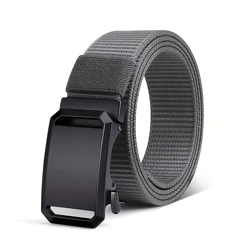 Men’s tactical nylon belt with automatic metal buckle for work and sport -  Grey 02