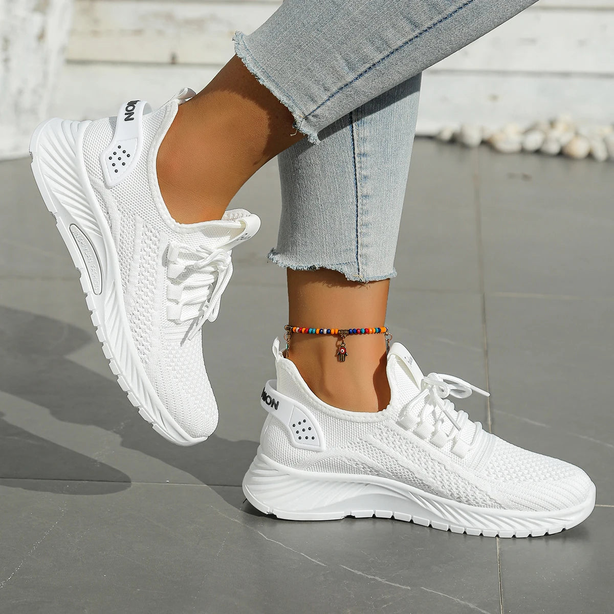 2025 fly weaving women’s fashion sneakers – breathable casual sports shoes white