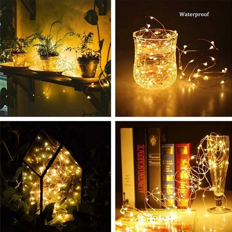 Led Strings Copper Wire 3XAA Battery Operated Christmas Wedding Party Decoration 2M 5M 10M 100LED String Fairy Lights