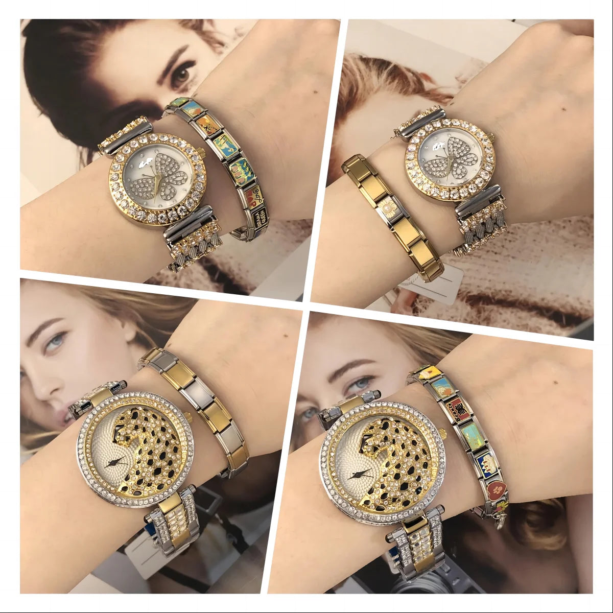 9mm stainless steel Italian charm bracelet with elastic DIY link chain- 020