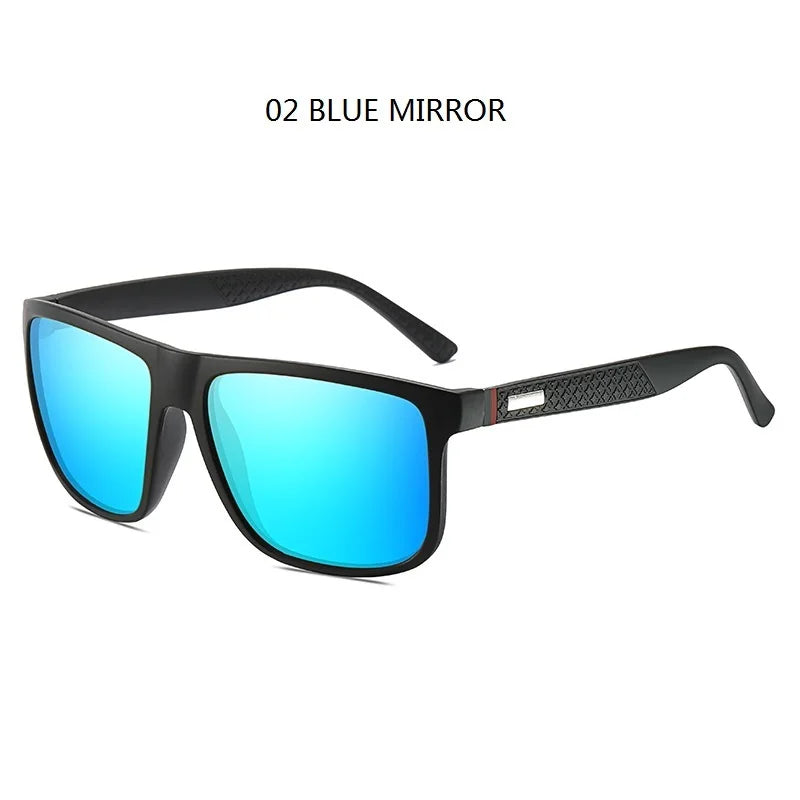 Oversized polarized UV400 sunglasses with big square frames for men and women - blue mirror