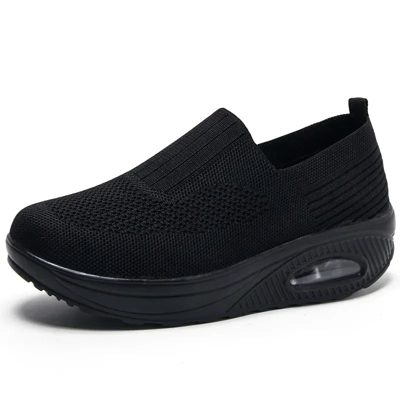 Women Knitted Mesh Sneakers - black3