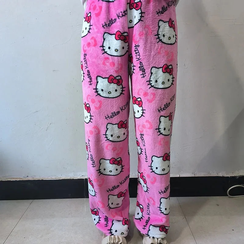 Hello Kitty Fleece Coral Pajama Pants -brite pink