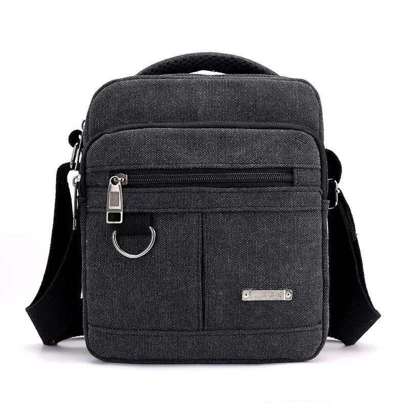 Fashion Mens Canvas Bag Casual Handbag - Black