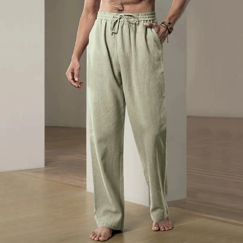 Men's Wide Pants Cotton Lightweight - green 2