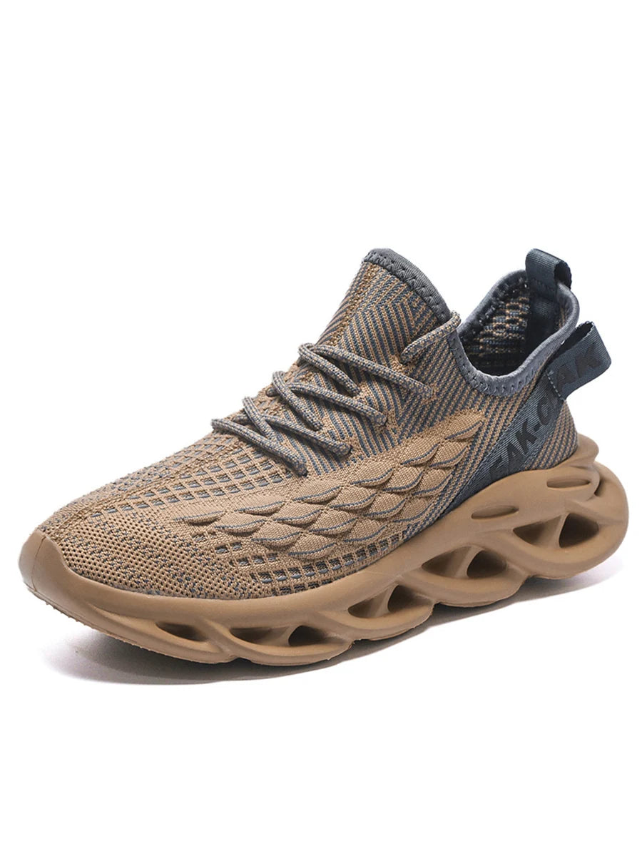 Unisex ultralight breathable running shoes with thick sole – casual sneakers beige3