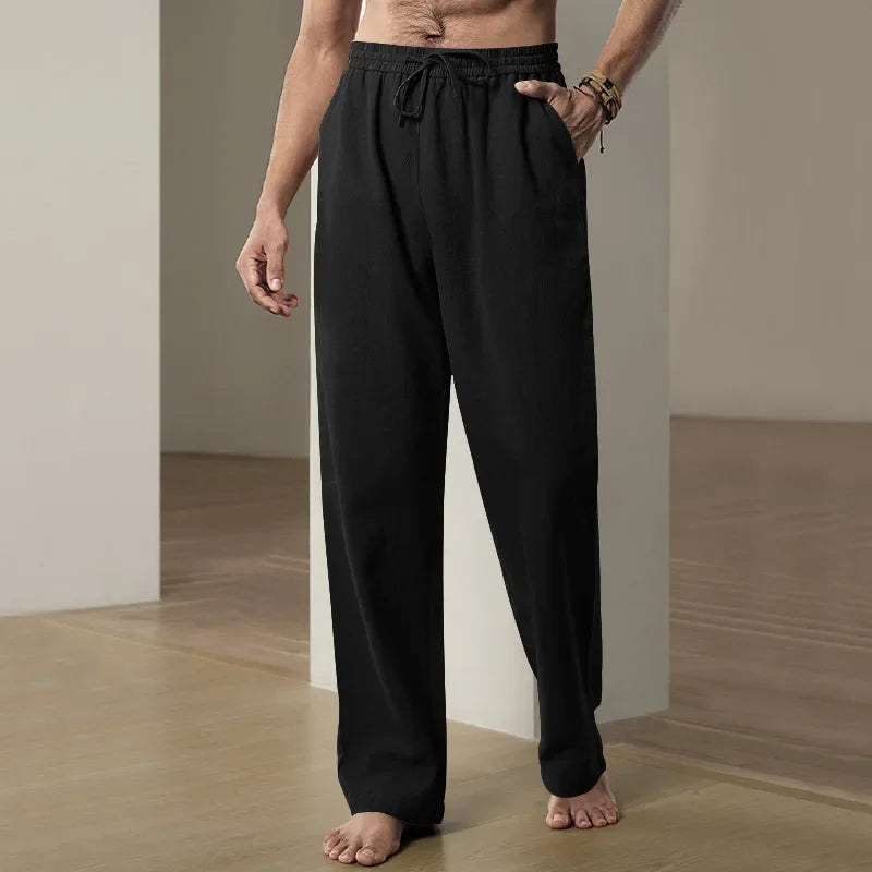 Men's Wide Pants Cotton Lightweight - black 2