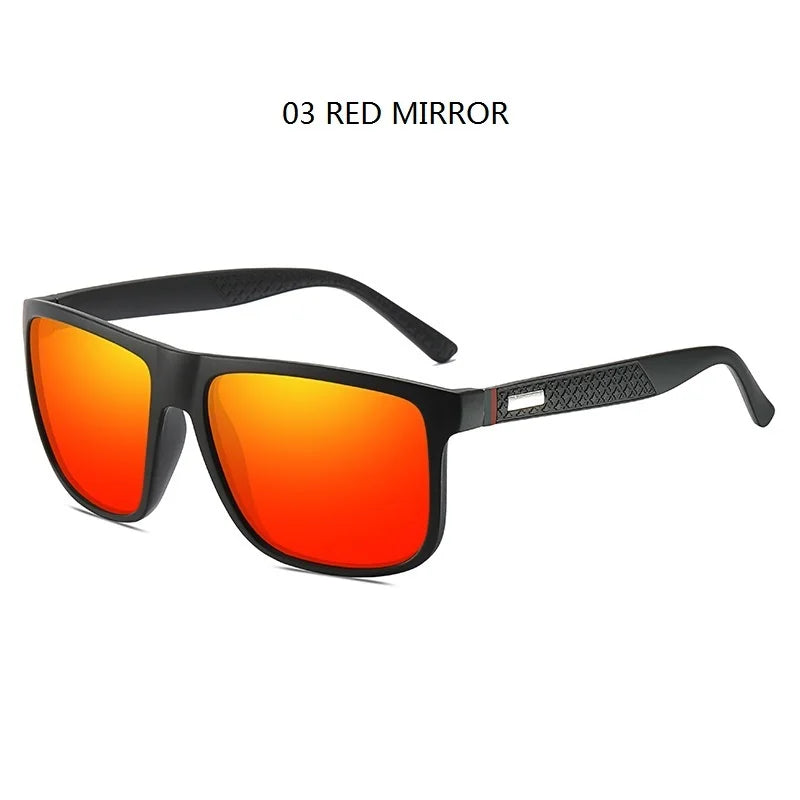 Oversized polarized UV400 sunglasses with big square frames for men and women - red mirror