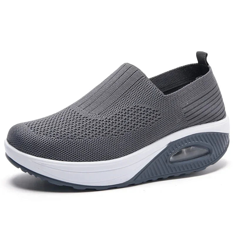 Women Knitted Mesh Sneakers - dark gray