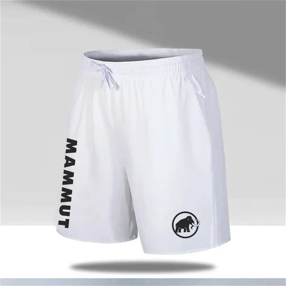 2025 3D printed outdoor hiking running men’s shorts, breathable drawstring waist sports fitness quick-drying motorcycle shorts white