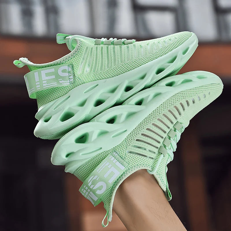Men and women’s breathable mesh running sneakers – casual tennis sports shoes green