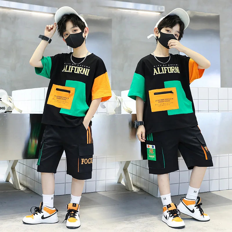 T-shirt plus shorts 4 - 14 Years. -black -black