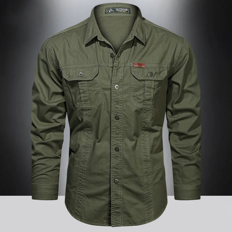 Cotton Cargo Shirt for Men Long Sleeve - 2