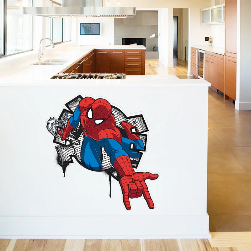 Spider-Man wall decal on a kitchen wall