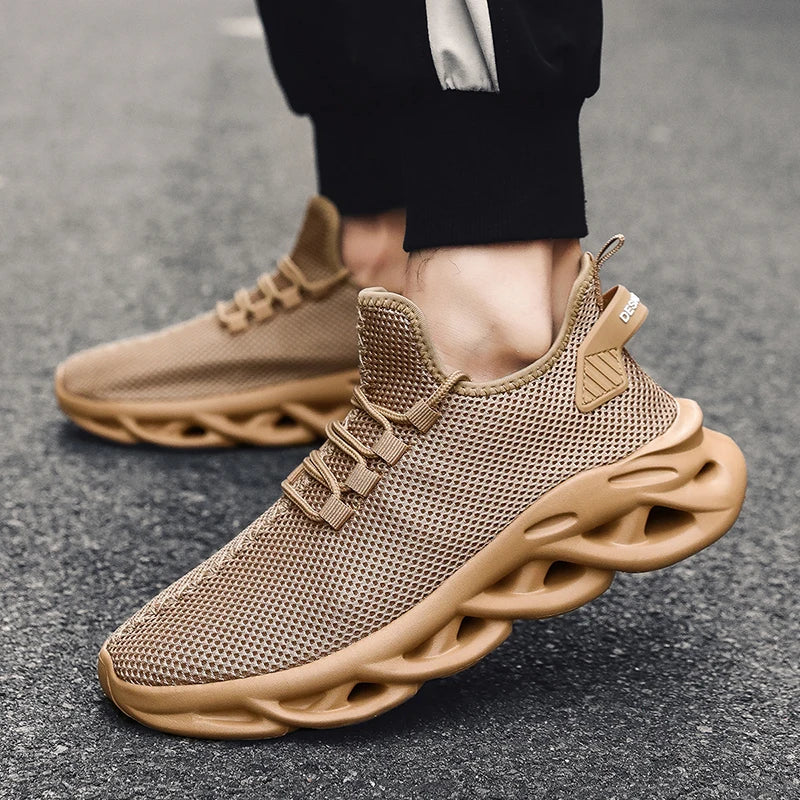 Brown men's breathable mesh outdoor sports running and walking shoes-55