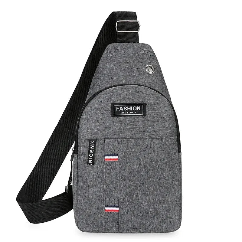 Men's One Shoulder Crossbody Bag - gray front