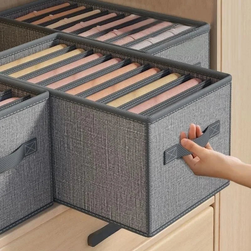 Foldable closet organizer boxes for clothes, pants, socks, underwear, and T-shirts, ideal for drawers and wardrobes 1