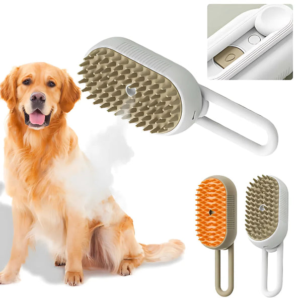 Steamy electric dog and cat grooming brush – 3-in-1 pet care tool for detangling, massaging, and removing loose hair with steam spray. - dog
