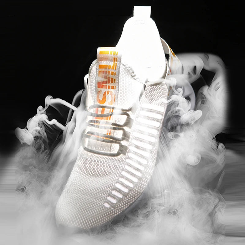 Men and women’s breathable mesh running sneakers – casual tennis sports shoes white 3