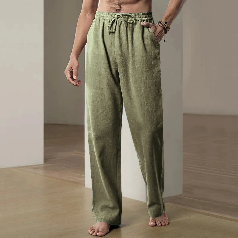 Men's Wide Pants Cotton Lightweight - dark green