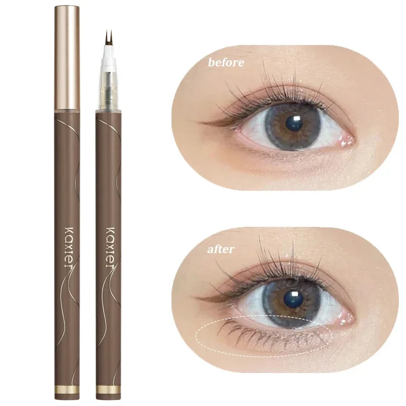 Kokiet eyeliner pen with 'before' and 'after' eye makeup application on a white background