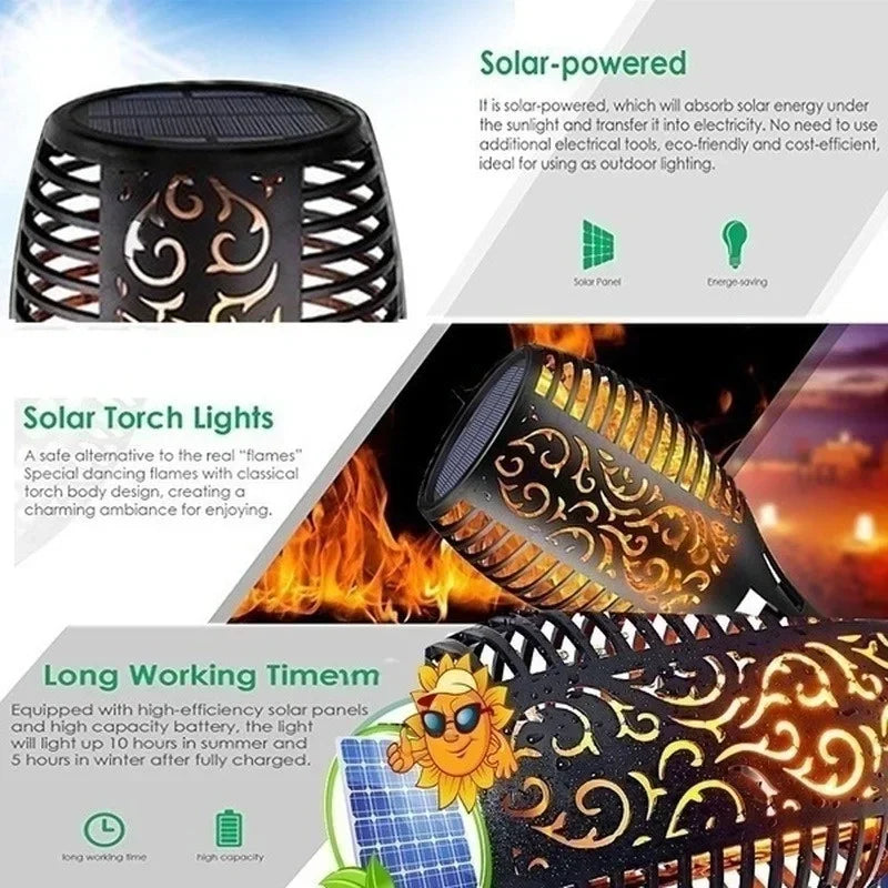Waterproof solar flame torch lights for garden, patio, and path decoration -solar