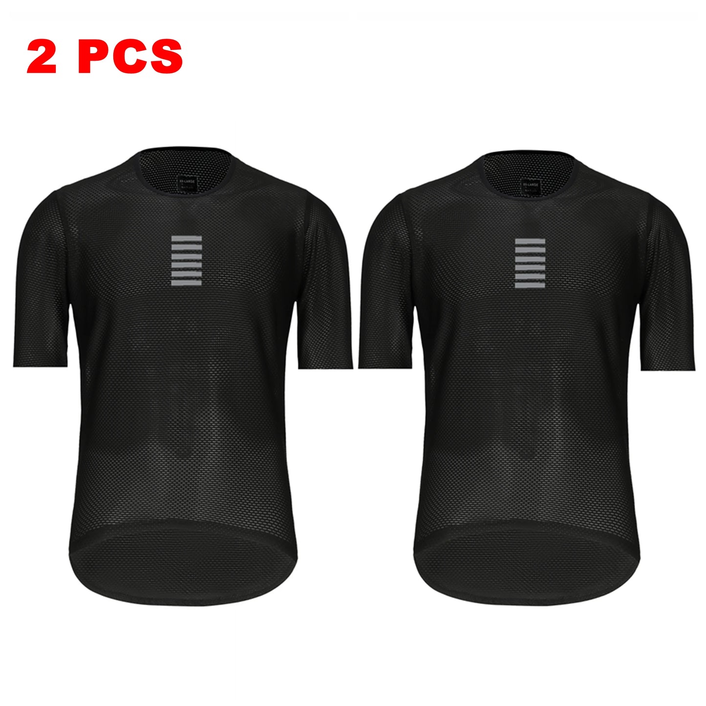 Set of two Rsantce 2024 men’s summer cycling undershirts designed with breathable mesh fabric black short sleeves