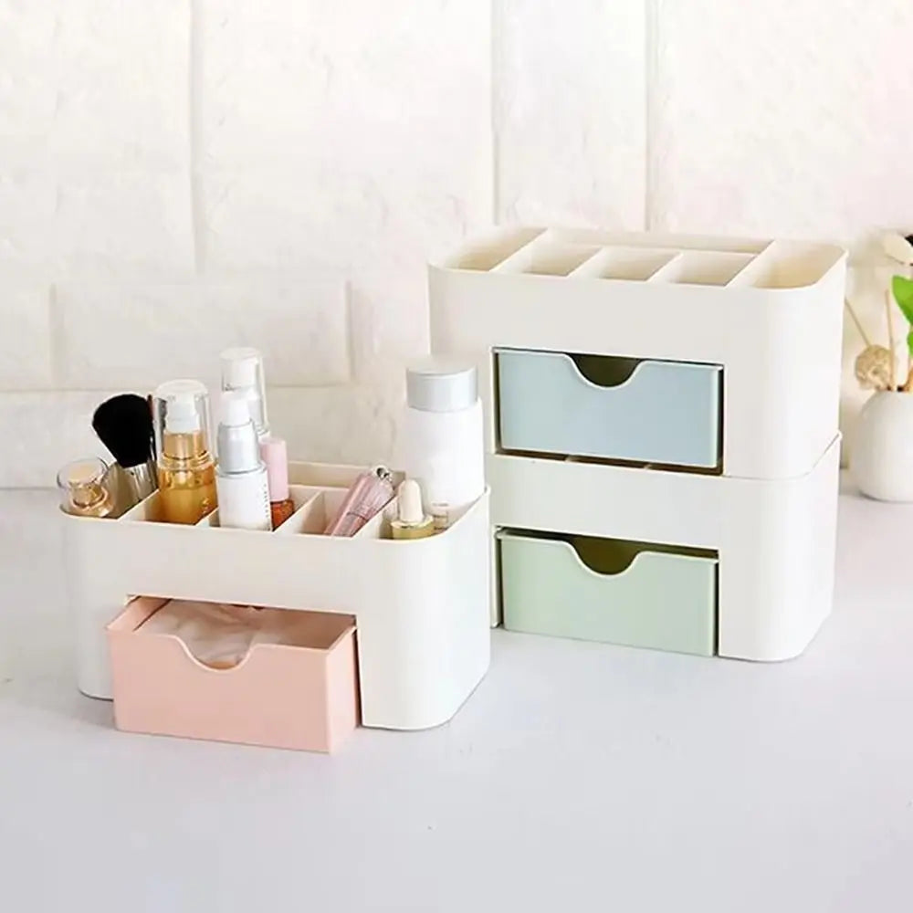 New Durable Double Layer Makeup Organizers Plastic Multiple Colors Storage Box Desktop Make Up Container