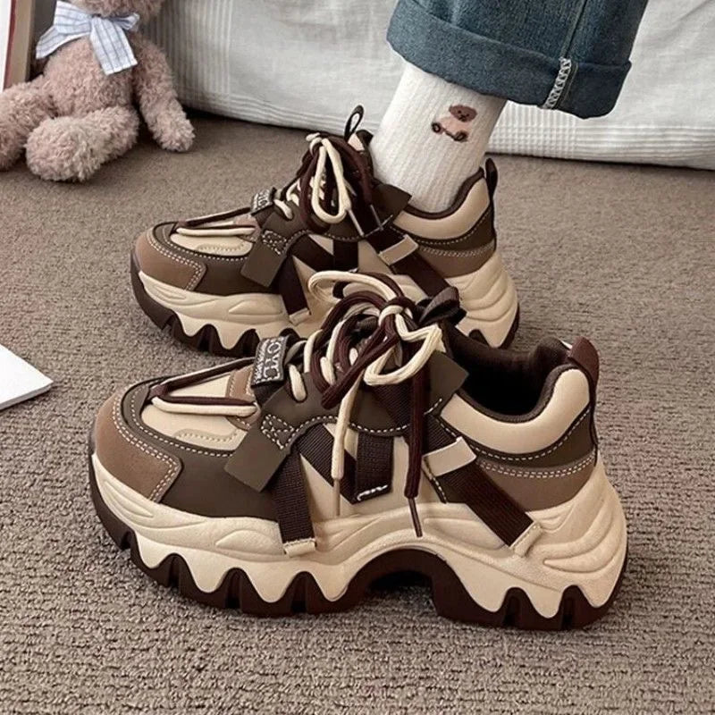 Women's Chunky Platform Shoes - brown2