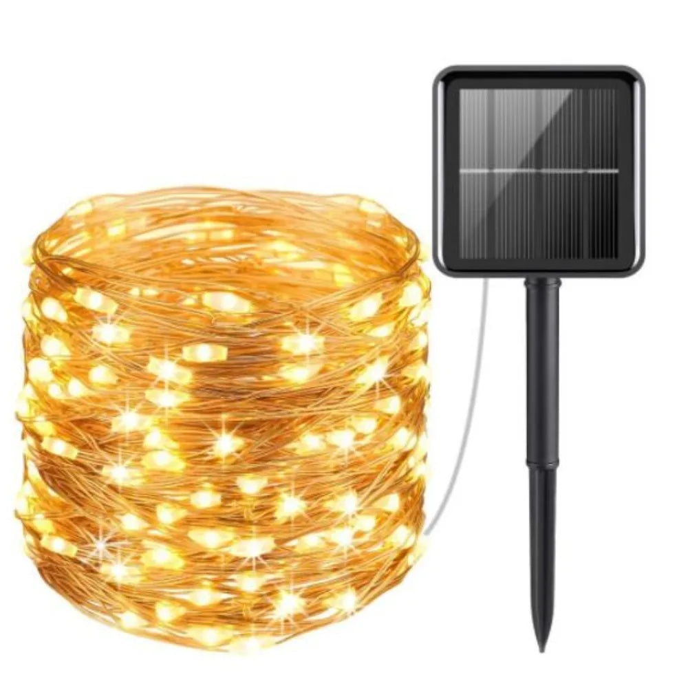 10M and 20M solar LED string lights for outdoor garden and Christmas decoration, waterproof festoon garland 8