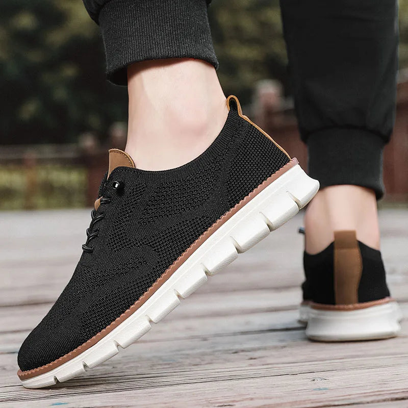YRZL men's color-blocked casual sports shoes – breathable and anti-slip design
black and brown