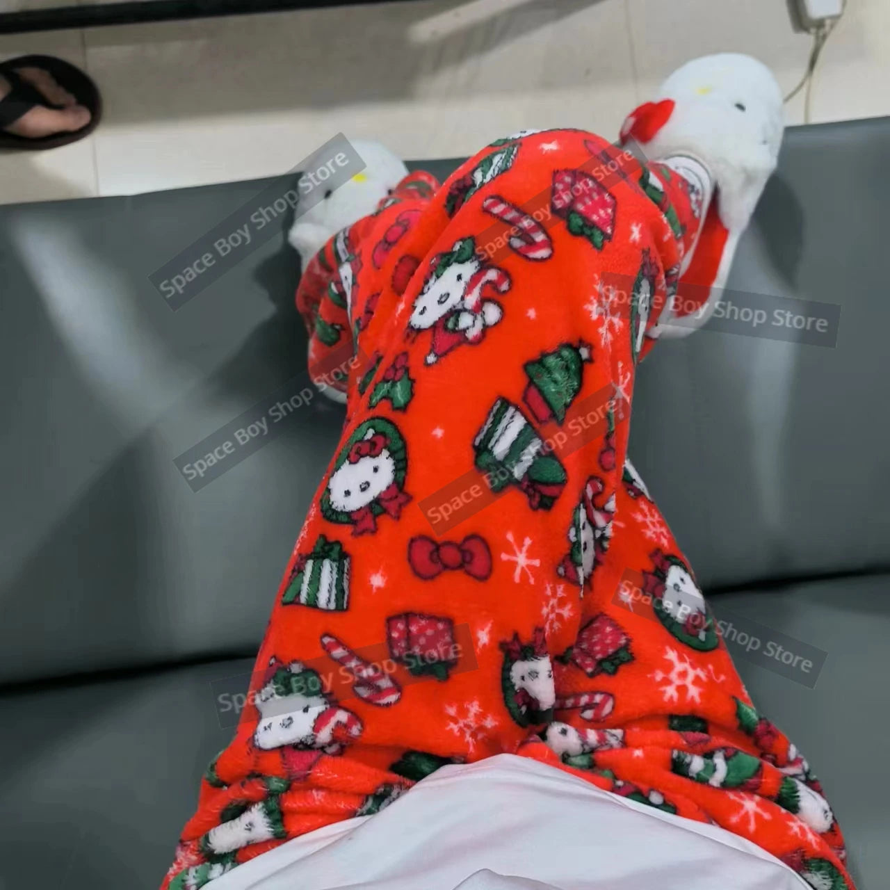 Hello Kitty Fleece Coral Pajama Pants -red