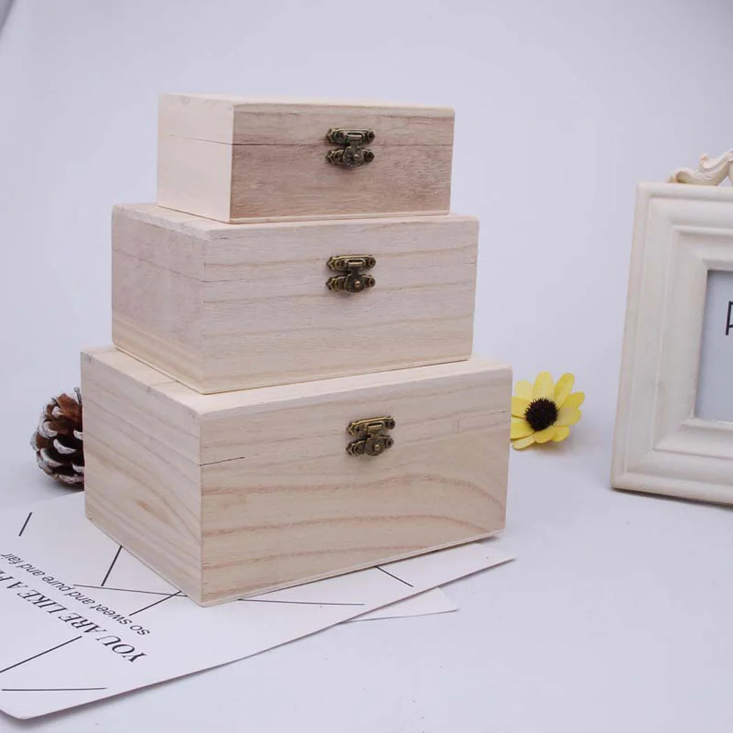 Handmade wooden hinged storage boxes for crafts, gifts, and DIY projects - 3 boxes