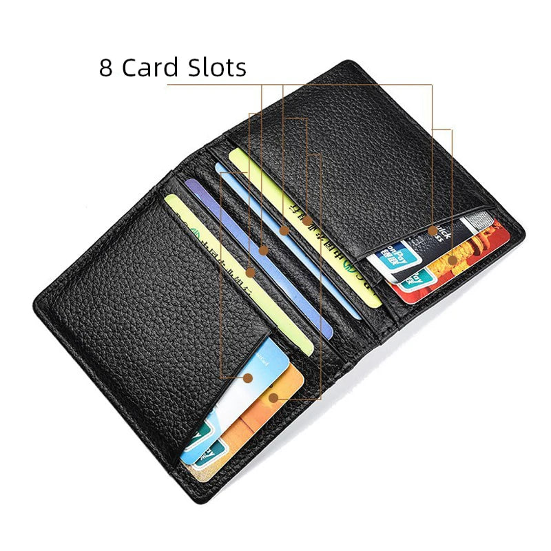YUECIMIE slim genuine leather card holder wallet for men - 8 card slots
