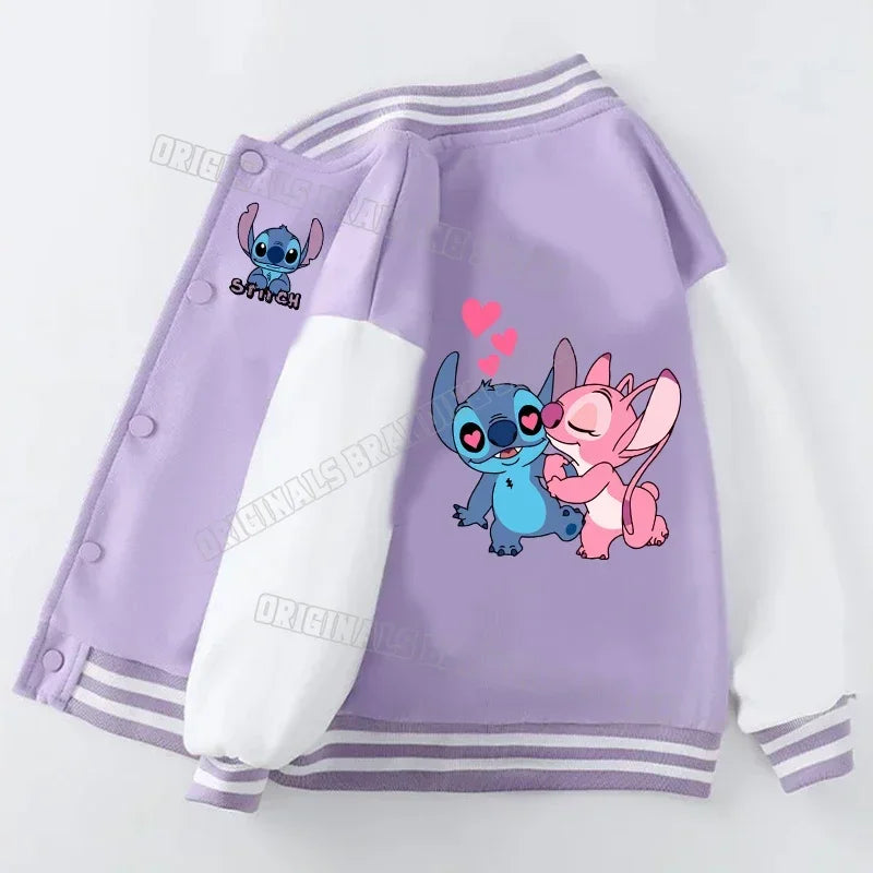 Purple jacket with cartoon character design on a white background