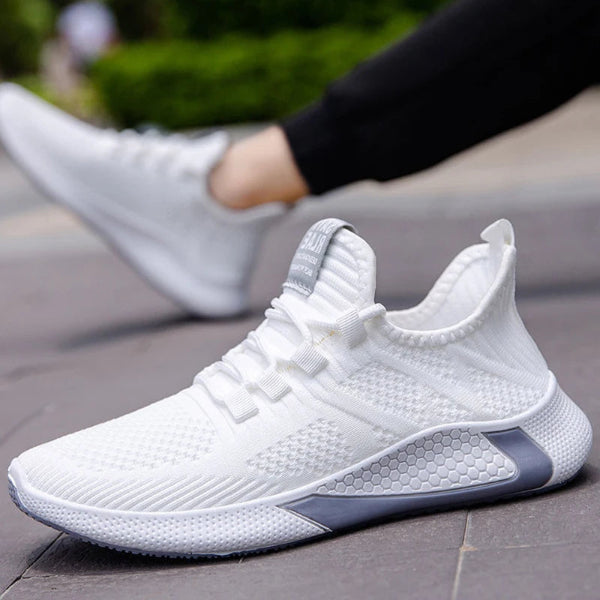 Men’s breathable mesh sneakers in black and white with platform sole, ideal for casual wear and tennis  - 1