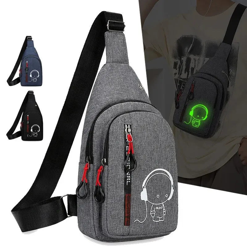 New Casual Fashion Male Shoulder Chest Bag - gray