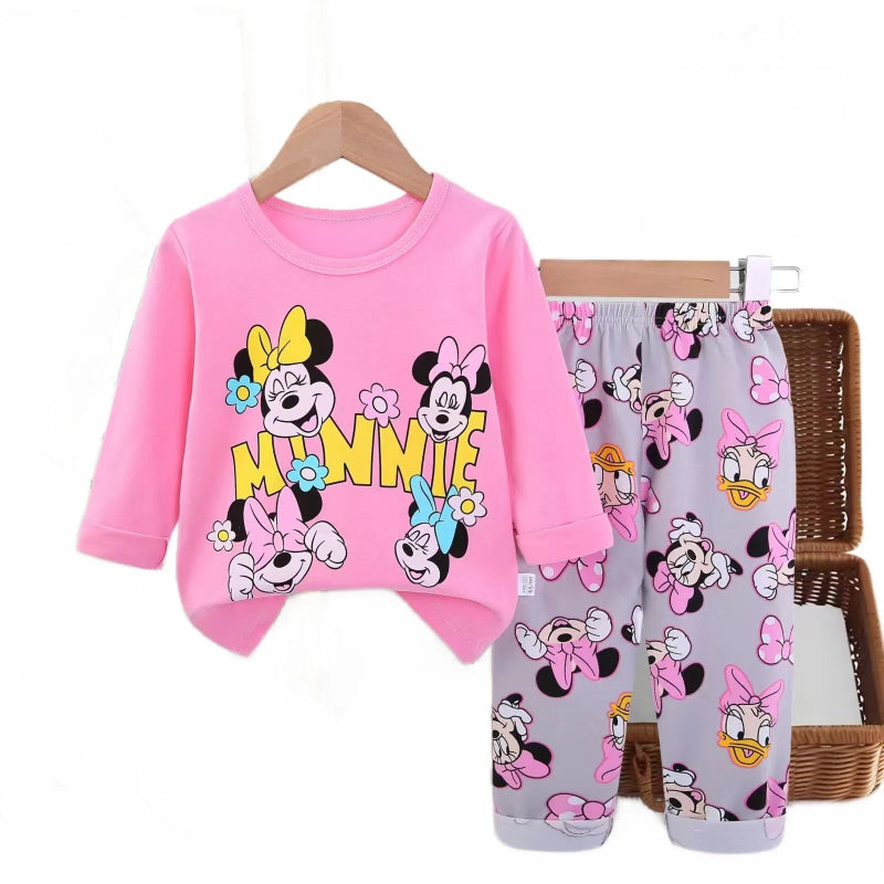 Children's pajama set with Minnie Mouse design on a white background
