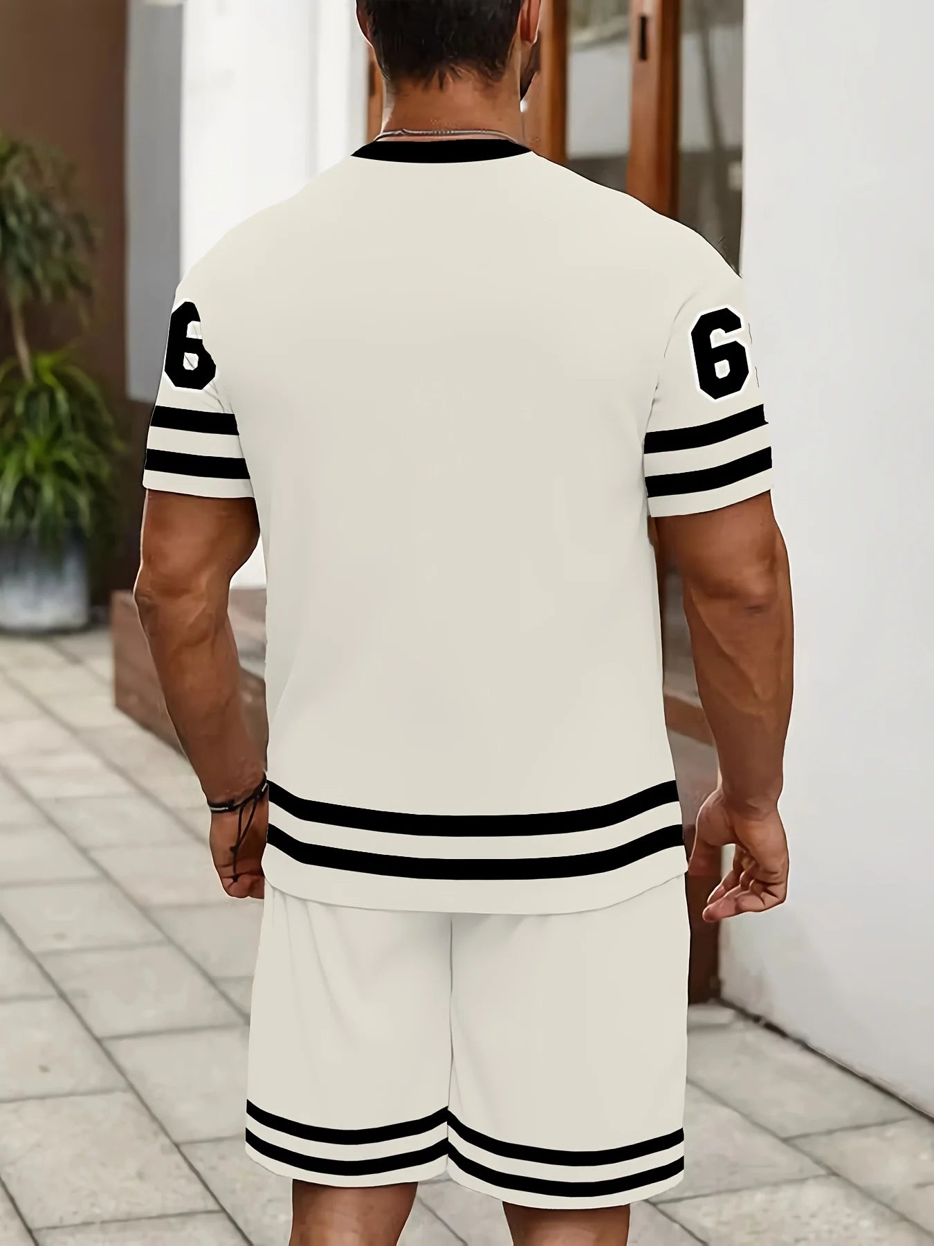 Men's set No. 66 letter print T-shirt and short. - set6
