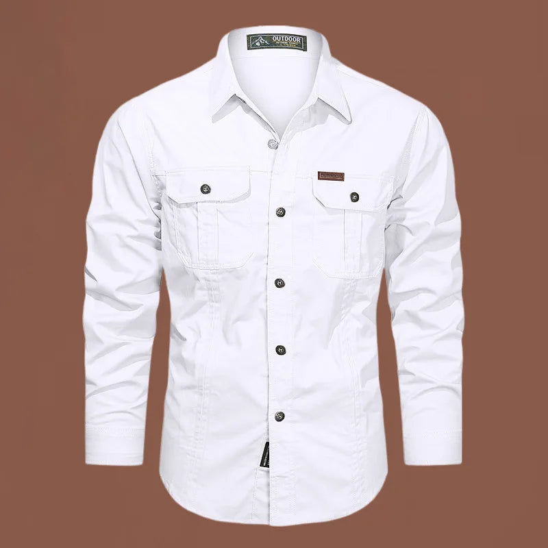 Cotton Cargo Shirt for Men Long Sleeve - 11