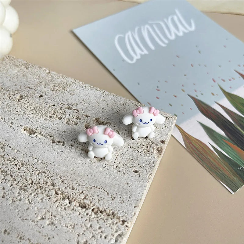 Sanrio Hello Kitty My Melody Cinnamoroll Charm Earrings for Women Girls Creative Delicate Pearl Wedding Jewelry Gifts Earrings