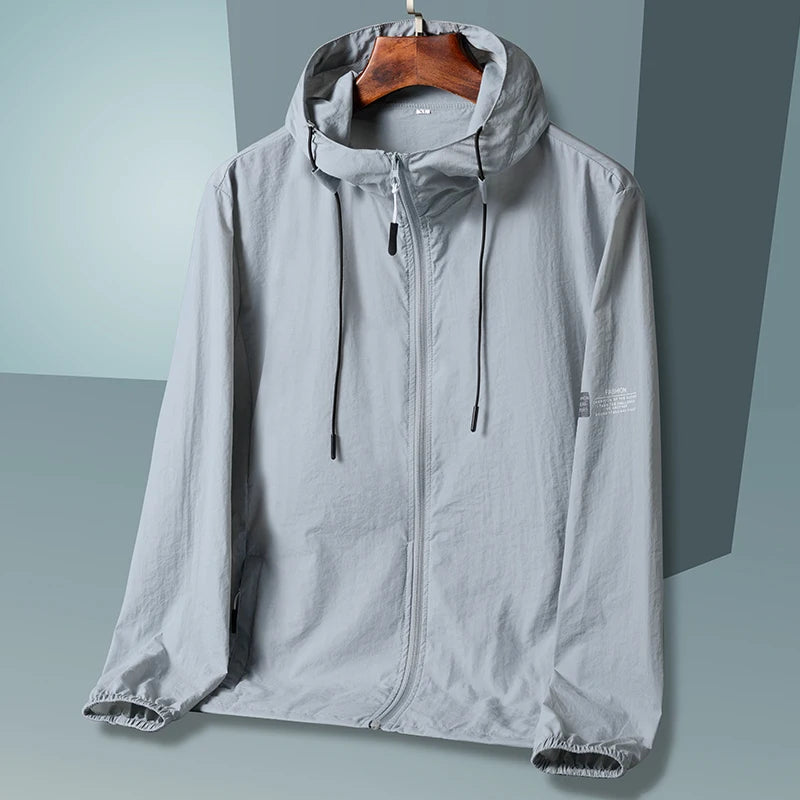 2023 summer hooded quick-dry windbreaker jacket for men and women with UV protection - khaki