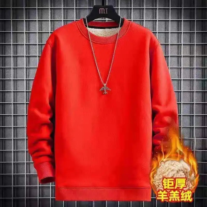 Men Winter Thicken Sweatshirt - red